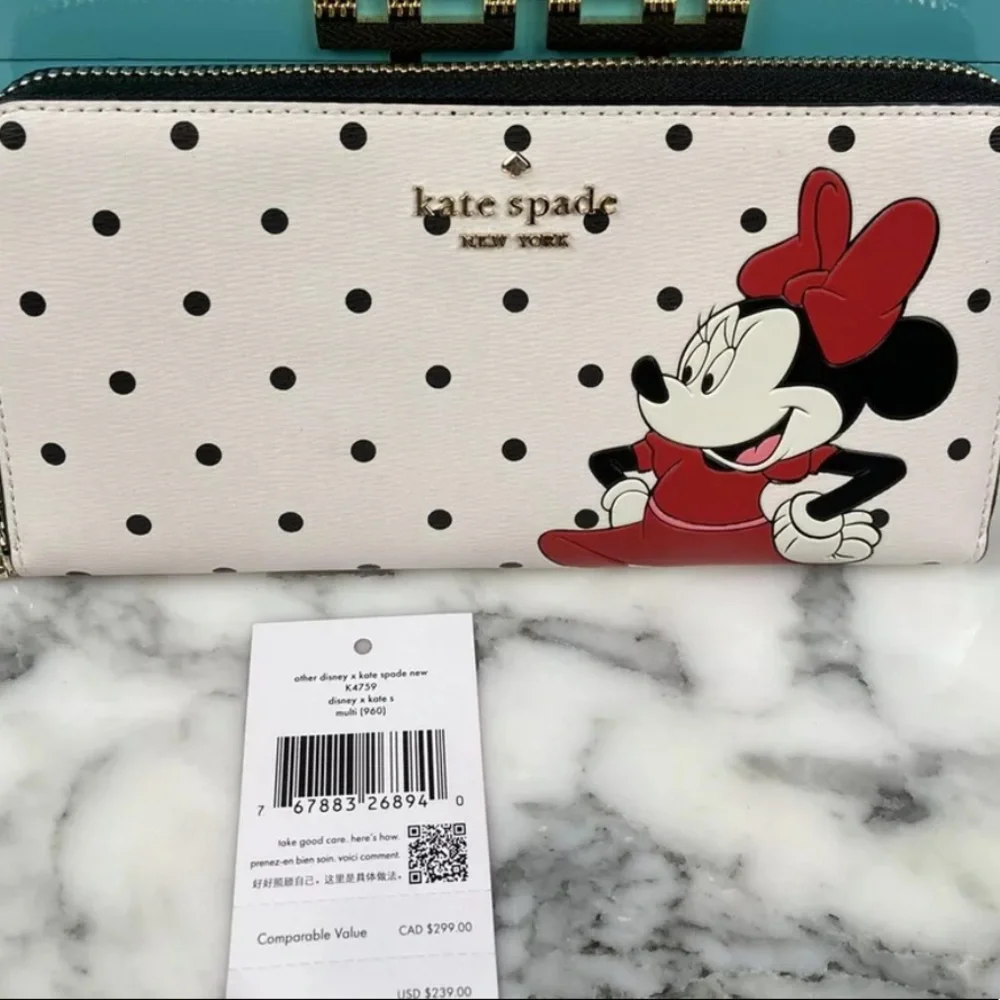 disney x kate spade new york other minnie mouse large continental wallet white